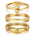 Chunky Gold Bangle Bracelets for Women Trendy 14K Gold Plated Cuff Bracelets Stack, Dainty Gold Bracelet Sets Non Tarnish Fashion Jewelry Gift - style: Gold-3pc-006