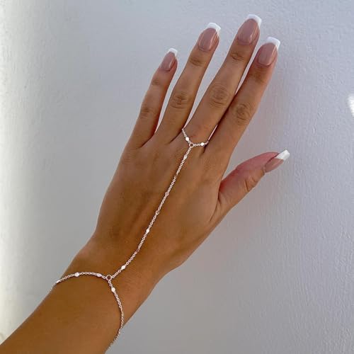 choice of all Hand Chain Bracelet Gold Finger Ring Bracelet Hand Chain for Women Trendy Birthday Jewelry Gifts - color: A7:Silver Hand Chain