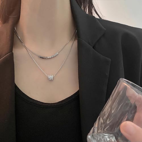 Gold Necklaces for Women Gifts - 14K Gold Plated Necklace for Women Necklaces for Her Tiny Fashion Jewelry for Teens，for Women Friends Jewelry Gifts，Necklace Gold Jewelry Birthday Gifts - style: Double layered diamond circle necklace