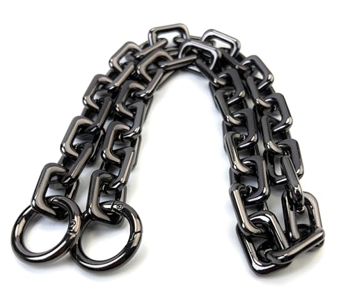 VersaKits 23.62'' Gunmetal Black Heavyweight Chunky Purse Chain Strap | Premium Zinc Alloy Luxury-Inspired Design Wear-Resistant Finish Easy Clip-On Installation DIY Bag Upgrades - color: Gunmetal Black, size: 23.62''(60cm)