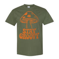 Stay Groovy Mushrooms T-Shirt– Retro Aesthetic Apparel – 100% Cotton Unisex Tee - color: Green, size: Medium