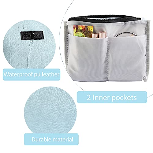 MAANGE Cosmetic Bags for Women Small Makeup Bag for Purse Pu Leather Makeup Pouch Travel Makeup Bag with Zipper Make Up Bag for Travelling - color: Blue