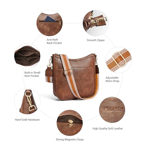 Crossbody Bags for Women Crossbody Purse for Women Vegan Leather Hobo Purses Shoulder Handbags for Daily Travel Work - color: 1-1 Brown