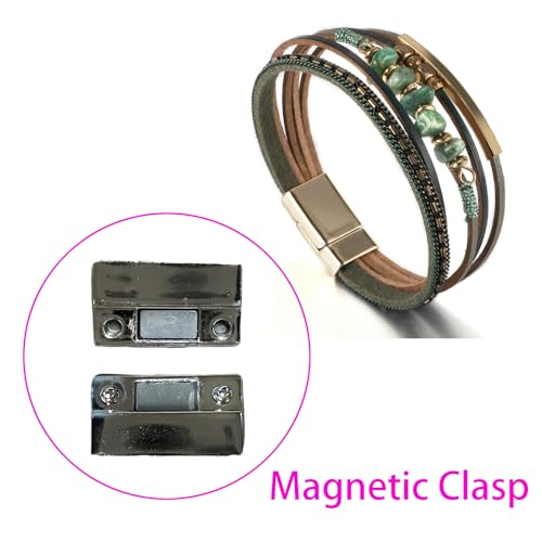 Turquoise Leather Wrap Bracelet for Women Cross Boho Beaded Stack Wrap Cuff Bracelets Stackable Crystal Bangle With Gold Silver Bohemian Jewelry Gift - color: whitecross
