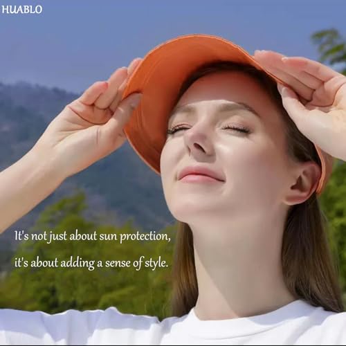 huablo UPF 50+ Womens Sun Hat Wide Brim Sun Hat UV Protection Hiking Fishing Hat Adjustable Head Circumference for Easy Carry - color: Orange