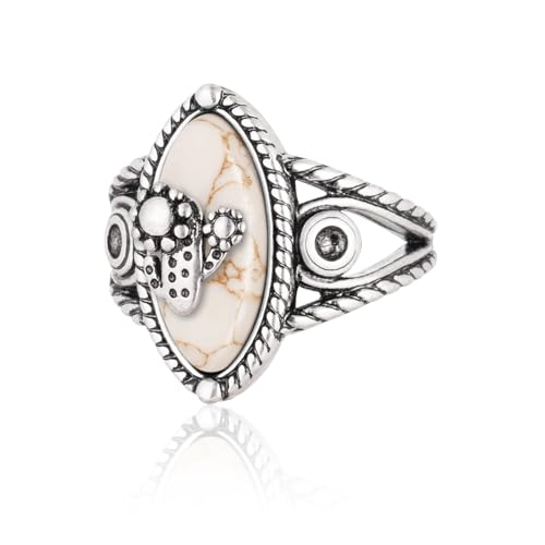 Montana West Wrangler Western Couture's Bohemian Turquoise Cuff Ring for Women Cowgirl Size 7 - color: Silver-White