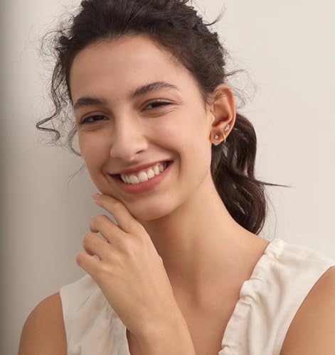 6 Pairs 14K Gold Plated Stud Earrings for Women, Hypoallergenic Cartilage Earrings for Multiple Piercing, Dainty Small Stackable Earrings Set for Jewelry Gift - color: Gold-3 Pairs