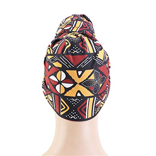 Qianmome Womens Big Flower Turban Beanie Elegant Cap Head Wrap Stretch Long Hair Scarf Headscarf - color: 2pieces-27-style 3