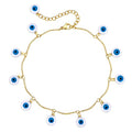 LOYATA Dainty Ankle Bracelet,14K Gold Plated Tiny Bead Anklet Dainty White Cubic Zirconia Cross Tassel Foot Chain Cute Lucky Moon Evil Eye Foot Jewelry Boho Anklets for Women - color: Tassel