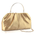 ERKOON Clutch Purse for Women Elegant Pleated Evening Bag Crossbody Shoulder Handbag Envelope Bag with 2 Detachable Chain - color: Gold