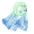 E-Clover Unique Fashion Women's Scarf Chiffon Sheer Scarves for Women Lightweight - color: Green Blue