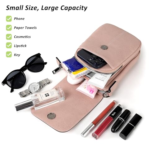 TANTOMI Small Crossbody Bags for Women Trendy, Cell Phone Purses Wallet with 4 Card Slots, Small Purses with Adjustable Strap - color: 04-dusty Pink