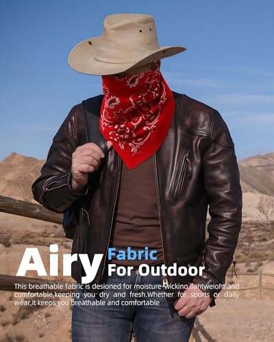 27.5 Inches Western Bandana Scarf With Leather Scarf Buckle, 100% Cotton Neck Scarf for Men Cowboy Scarves - color: Black+red+navy
