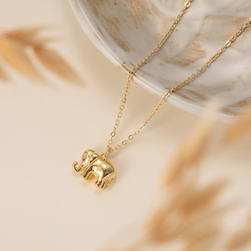 LLWOM Gold Necklace for Women-14k Gold Plated Infinity Necklace Star Of David Necklace Evil Eye Cross Pendants Heart Dainty Gold Necklace For Women - color: Gold, style: Elephant Necklace 1