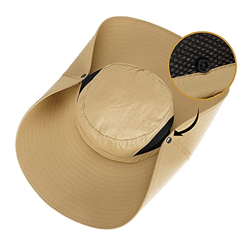 Leotruny Women Super Wide Brim Sun Hat UPF50+ Waterproof Bucket Hat for Fishing, Hiking, Camping - color: C05-army Green
