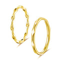 KAZITSAN 2pc 2mm Stainless Steel Rings for Women Girls Fashion Wedding Plain Band Knuckle Stacking Midi Rings Silver/Rose Gold Wedding Band Comfort Fit - color: BEHY01-Gold