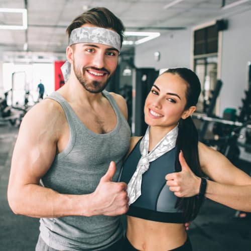 Sports Tie Headband Bandana Running Athletic Sweat Band Elastic Adjustable Sport Head Tie for Men Women Head Ties Ninja Tie Headbands Tennis Sweatbands Soccer Basketball Teams Running Head Band - color: Grey Camo