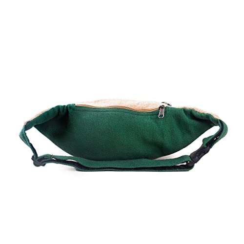Freakmandu Eco-Friendly Boho Hippie Style Mushroom Hemp Fanny Pack Hip Waist Bag for Hiking Running Jogging Cross Body