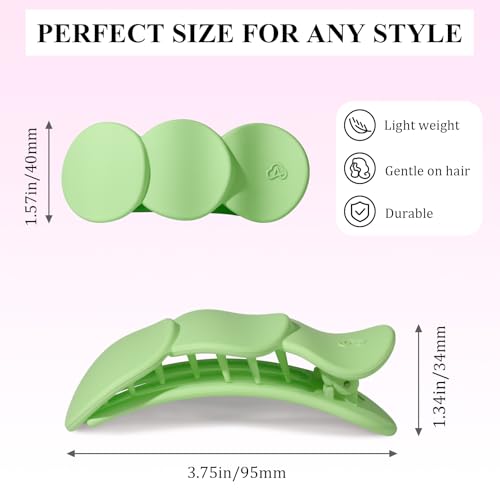 Medium Flat Hair Clips for Women, French Claw Clips Strong Hold for Thick & Thin Hair, Duckbill Hair Clips Non Slip for Driving Yoga - Green, Purple, Blue, White, 4pcs - color: Green, Purple, Blue, White