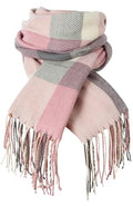 Loritta Womens Scarf Fashion Long Plaid Shawls Wraps Big Grid Winter Warm Lattice Large Scarves Gifts - color: P-pink Beige Grey Lattice