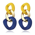 Charm Elegant Hollow Color Chain Acrylic Geometric Temperament Dangle Drop Earrings Bohemian Minimalist Hypoallergenic Jewelry Gift - color: Yellow Gold Blue earrings