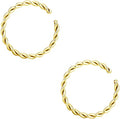 Forbidden Body Jewelry Nose Rings Set Surgical Steel Braided Hoops for Pierced and Fake Nose and Cartilage Piercings 14G-20G - style: 16g 10mm Gold Tone (2Pcs)