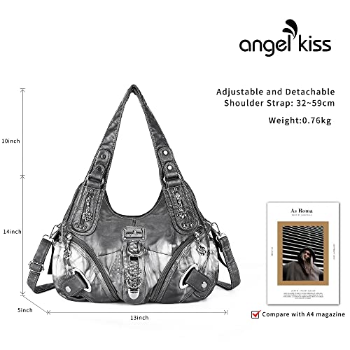 Angelkiss Hobo Purses and handbags for Women Satchel Handbag Women Purses Large Daily Shoulder Bags | Purses - color: Smoky Grey