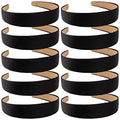 Wecoe 10 Pack Black Satin Wide 1.3 Inch Non-Slip Fashion Halloween DIY Plain Solid Hair Bands for Women and Girls - color: Black