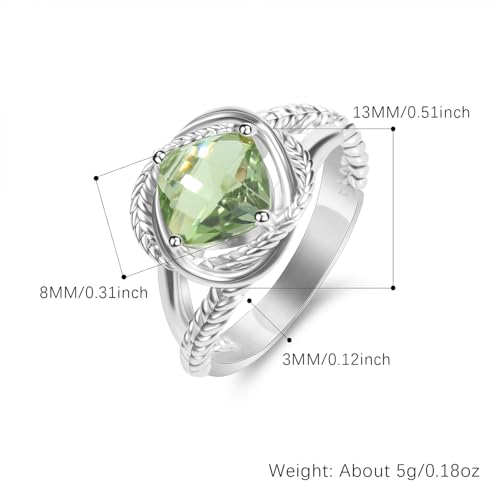Designer Cubic Zirconia Statement Ring Antique Twisted Cable Wire Rings for Women Fashion Jewelry Gift - color: Green