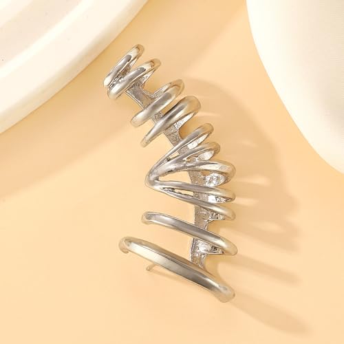Ear Cuff Earrings for Women Chunky Ear Cuff Colourful Non Pierced Ear Cuff Non Piercing Clip On Cartilage Wrap Cuff Earrings Jewelry Gifts - color: 243Silver
