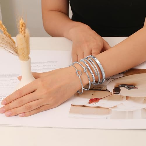 18 K Gold Plated Love Bangle Bracelet Stack Cuff Jewelry for Women Jewelry Set for Women Gift with Box - style: style16