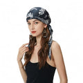 ZLYC Chemo Headwear Pre Tied Head Scarf Headwraps Lightweight Turban Beanie Cap for Women - color: Leaves Navy