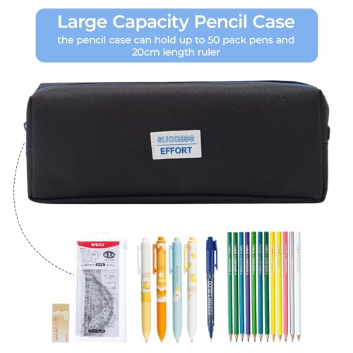 M&G Pencil Case, Large Capacity Pencil Pouch Multi-Use Pencil Case Organizer, Portable Pencil Bags Nylon with Zipper for Makeup Brush Teen Boys Girls Office School (Black)