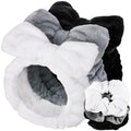 LEOBRO Spa Headband, 6pcs Makeup Headbands and Hair Scrunchies, Bow Skin Care Headband for Washing Face for Teen Girls Women, Easter Basket Valentines Gifts for Girls, Black & White & Gray - color: Black, White, and Gray