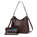 Montana West Hobo Bag for Women Crossbody Purse and Handbags Ladies Chic Shoulder Bags - color: Coffee-2pcs Set