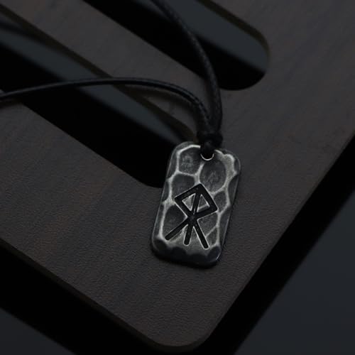 Ankiyabe Stainless Steel Norse Viking Rune Pendant with Adjustable Braided Rope Good Luck/Love/Strenght/Health Viking Symbol Necklace for Men Women - color: COURAGE