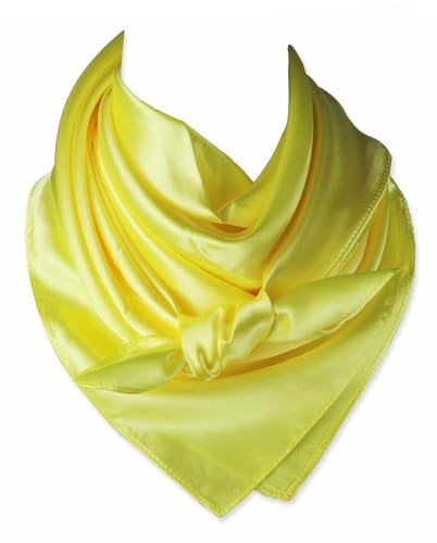 vabovin Satin Head Scarf for Women Solid Color, 35×35 in | Silk Feel Neckerchief, Hair Scarf, Fashion Bandana, Headscarf, Headband, Hair Wrap Sleeping, Daily Fashion Styling - color: 233 Sulfur Yellow