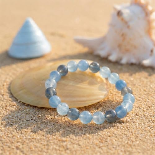 Crystal Bracelets, Bracelet for Women, Nature Crystal Stretch Elastic Bracelet, Nature Gemstone-8mm, Healing Stone Bracelets, Jewelry Gifts for Women, Holiday - color: Blue