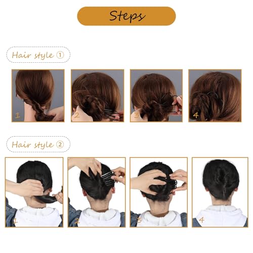 12 Pieces Hair Side Combs Metal Hair Fork Clip French Twist Comb Updo Hair Stick, U-Shape Teeth Styling Tools Messy Bun Maker Vintage Hairstyle Hair Pins Hair Accessories for Women and Girls - color: Black