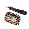 Wristlet Wallet for Women Mini Zip Card Case with Clear ID Window Zipper Coin Purse Lightweight Portable Keychain Wallet - color: Leopard Print