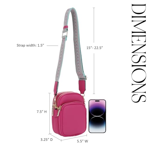 Mali+Lili, Josie Triple Zip Crossbody Bag - color: Fushia