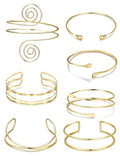 FEYIR 7 Pcs Arm Cuff Jewelry for Women Upper Arm Bracelet Bangle Band Armlet Adjustable Armband Set - color: Gold