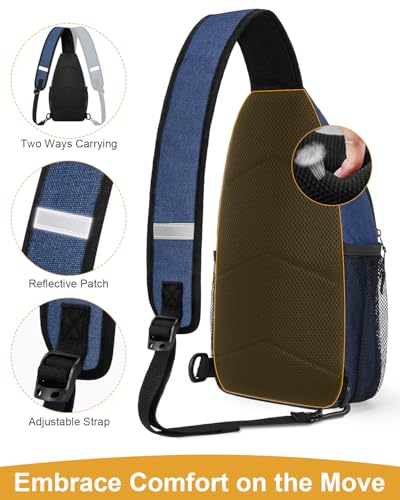 Pritent Crossbody Bags for Women Man Waterproof Sling Bag Backpack Trendy Casual Cross Body Bag with Convertible Shoulder Strap Chest Bag for Camping Hiking Travel Essentials (Blue, Medium) - color: Blue, size: Medium