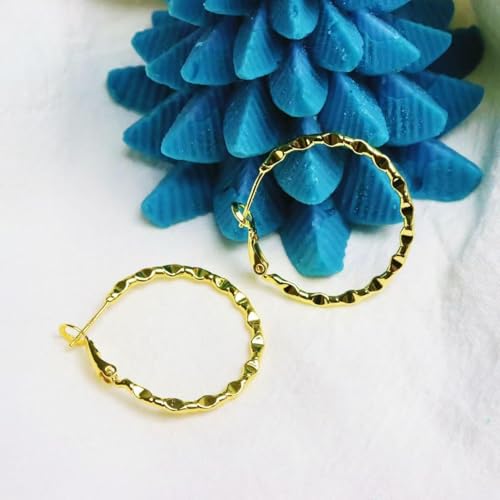 ToHeart Gold Hoop Earrings for Women Twist Hoop Earrings Gold Plated - style: Hoop Earrings M