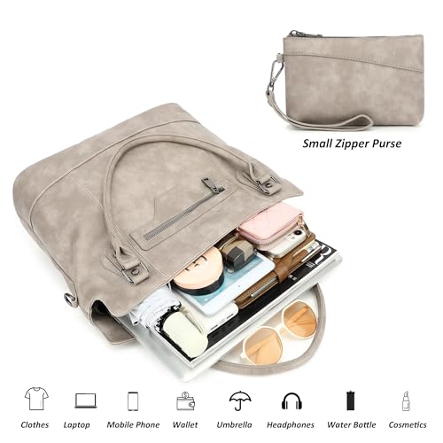 TANTOMI Tote Bag for Women Vegan Leather Purses and Handbags Ladies Waterproof Big Shoulder Bag for Travel - color: Grey.b