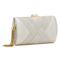 Women Clutch Bag Evening bag Fringed Evening Handbag,Lady Party Wedding Clutch Purse Chain Shoulder Cross Body Bag - color: Silver
