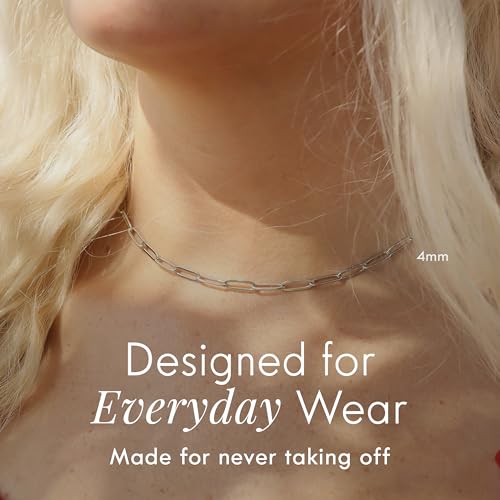 Destin Jewelry Paperclip Chain Necklace for Women, Waterproof 18K Gold Plated Stainless Steel, Hypoallergenic, Adjustable Layering Chain, Tarnish-Resistant, 2.5–6.5mm - color: Stainless Steel, size: 24"+ 2", style: 2.5 MM