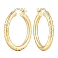 Gold Hoop Earrings for Women 14K Gold Hoop Earrings for Women 14K Gold Earring Hoops Delicate Pattern like Leaf Hoops Earring for Womens 25/30mm - size: 25mm