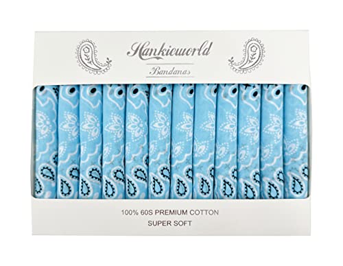 Bandanas Gift Set 12 Pack Soft Thin Handfeel Cotton Bandanna Scarf for men - color: Blue Glass