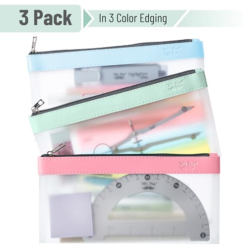 Mr. Pen- Clear Pencil Pouch, 8.50"x4.25", 3 Pack, Durable TPU Material | Medium Water-Resistant Pencil Bags with Smooth Zipper, Multipurpose Clear Pouch for Stationery, School, Office - color: Pastel, size: 3 Pack, Medium